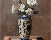 White Roses and Three Apricots - 威廉·惠特克